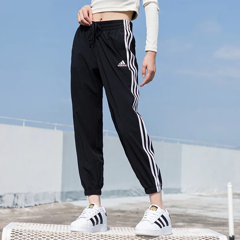 Adidas九分裤女裤子夏季新款透气运动裤薄款梭织运动裤束脚裤女