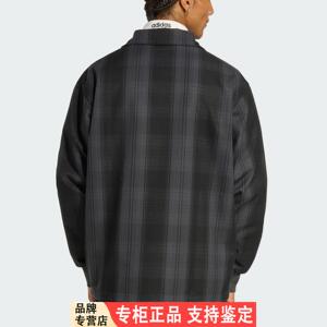 Adidas/阿迪达斯官方正品三叶草男士宽松格纹运动休闲外套KG4633