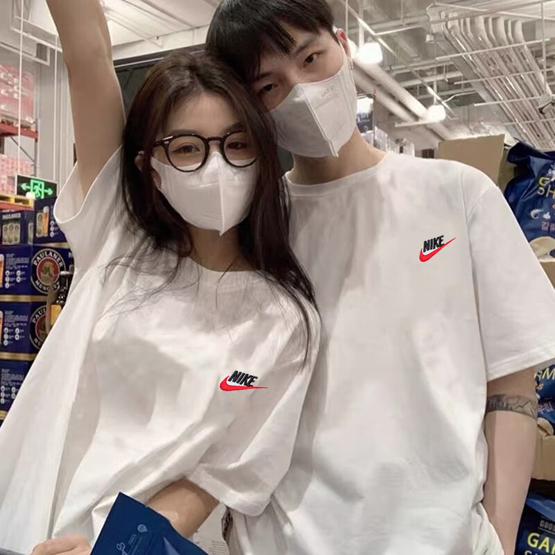 耐克/Nike情侣装男女短袖纯棉白色宽松休闲运动T恤半袖AR4999