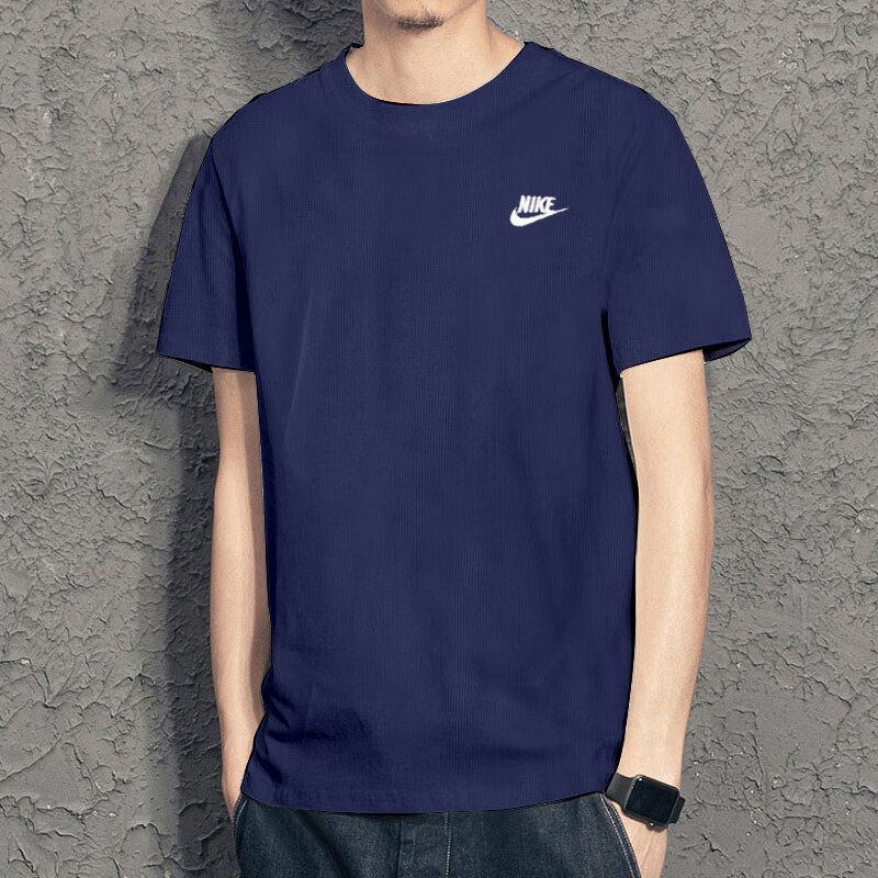 Nike/耐克短袖T恤男装夏运动服蓝色跑步训练健身透气休闲圆领T恤