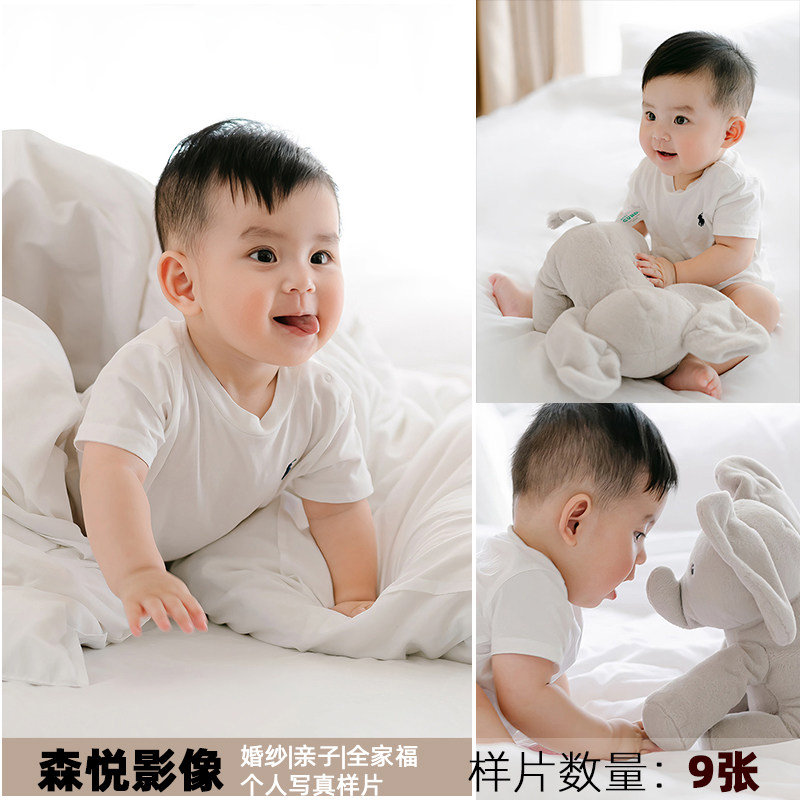 影楼宝宝婴儿满月照全家福亲子合影家庭照摄影样片客样版照f2239