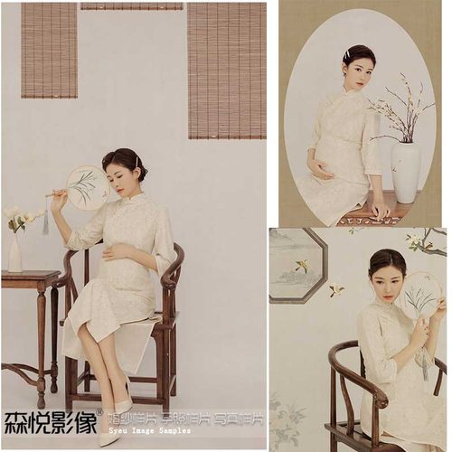 孕妇照工笔画样片古典孕妇照写真样板样片YP129
