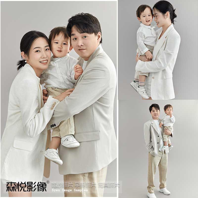 全家福亲子家庭照样片新影楼工作室高端室内纯色放大素材YP134