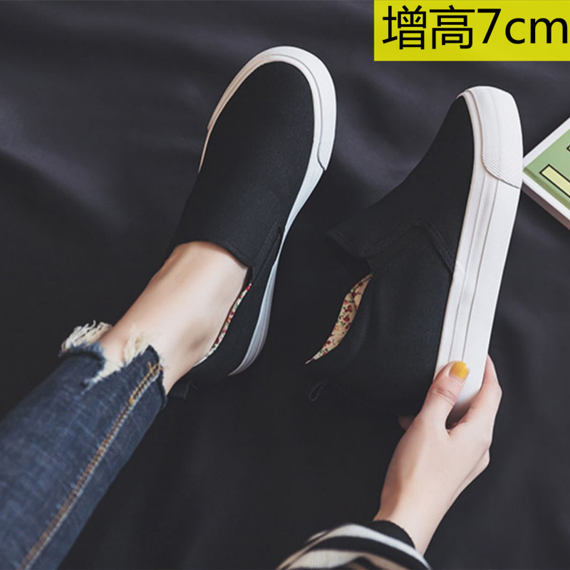 厚底增高7厘米坡跟松糕帆布鞋女帆布鞋