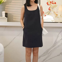 Amanda“致敬經(jīng)典”系列100%重工亞麻U領(lǐng)背心連衣裙