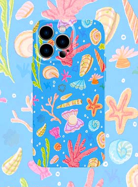 小清新海洋贝壳手机壳适用iPhone17promax苹果16菲林13珊瑚14小米15蓝色oppo华为mate70荣耀P80红米vivox200s
