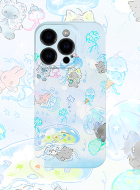 梦幻水母猫咪手机壳适用iPhone17promax苹果16菲林13蓝色14小米15硬reno12华为mate70荣耀Pura80红米vivox200