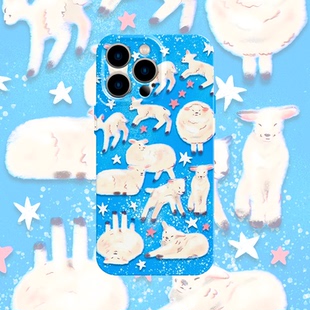 小清新小羊艺术手机壳适用iPhone17promax苹果16菲林14一加13小米15插画oppo华为mate70荣耀P80红米vivox200s