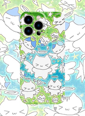 亚文化小猫天使手机壳适用iPhone17promax苹果16菲林14一加13小米15绿色oppo华为mate70荣耀P80红米vivox200s