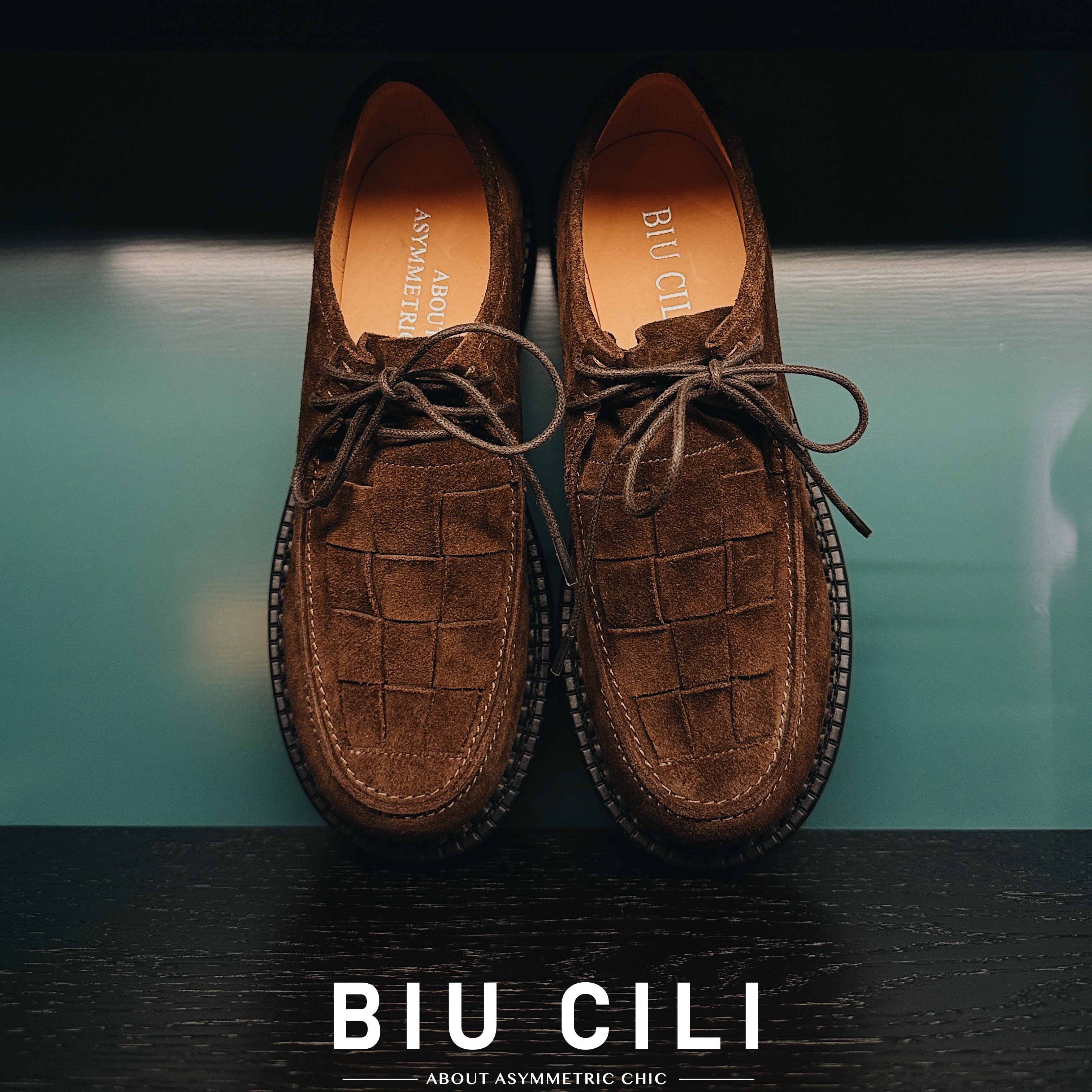 BIUCILi编织老钱风厚底小皮鞋