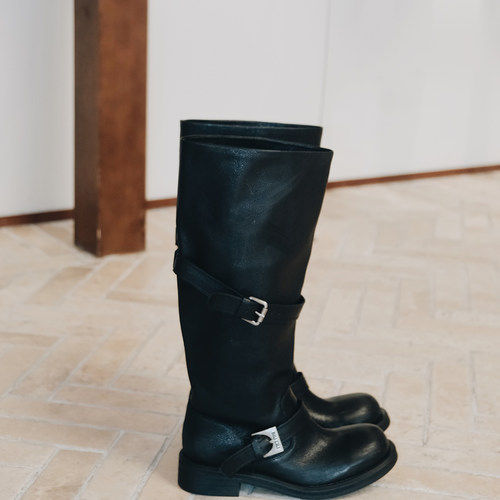 BIUCILI宽筒堆堆不过膝长靴