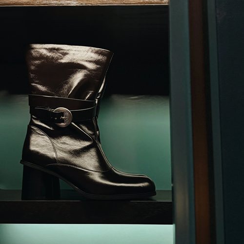 BIUCILI宽筒束口高跟堆堆靴