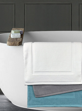 酒店白色地巾股线棉提花加厚地巾SPA浴室踩脚地垫可加绣logo