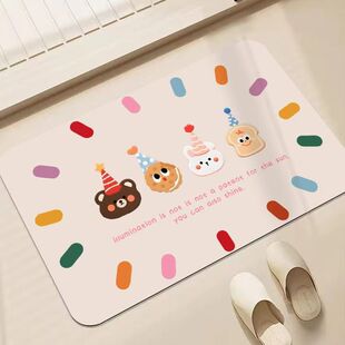 卡通可爱硅藻泥浴室地垫家用浴室门口吸水防滑脚垫TEMU可贴标代发