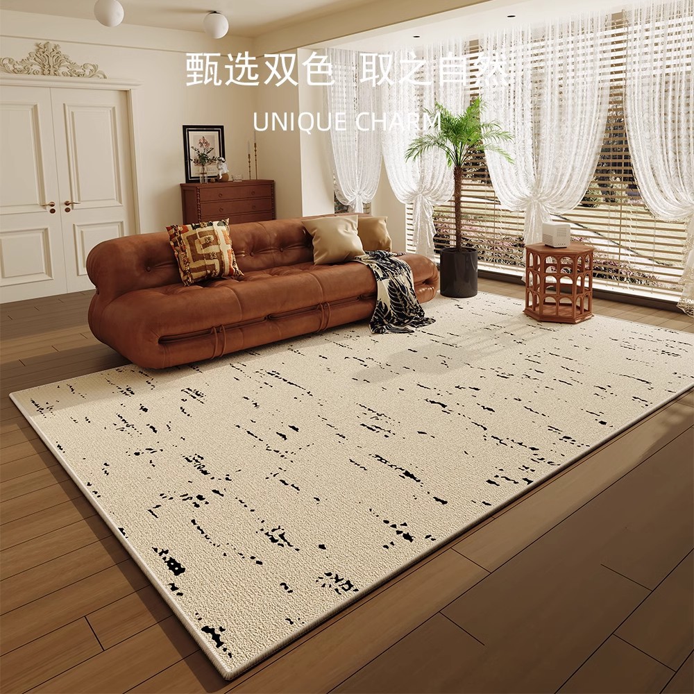 法式高级感地毯客厅高级三防圈绒卧室床边地毯防水加厚耐脏沙发毯