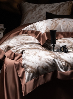 高端200S天丝棉四件套轻奢高级感床上用品别墅乔迁礼被套床单高档