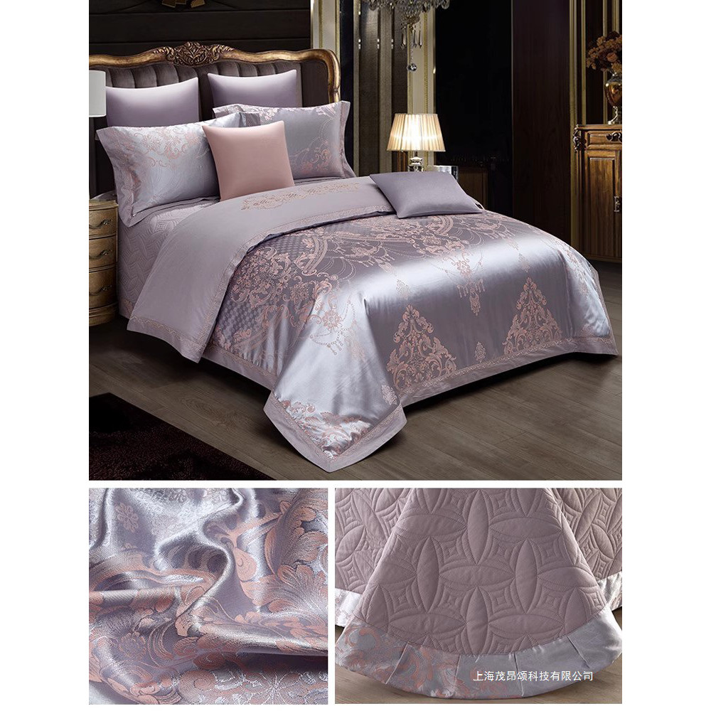 欧式奢华贡缎提花四件套纯棉加厚床单绗缝夹棉床盖结婚庆床上用品