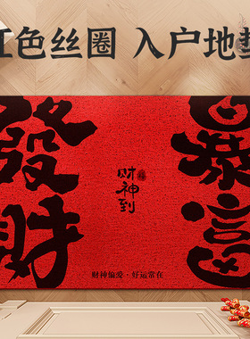 红色喜庆门口刮泥蹭土地垫客厅玄关入户门脚垫可洗耐用耐磨地毯