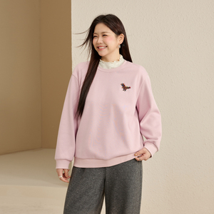 【桃花朵朵】加绒重工Q版恐龙刺绣卫衣纤莉秀大码女装胖mm春新款