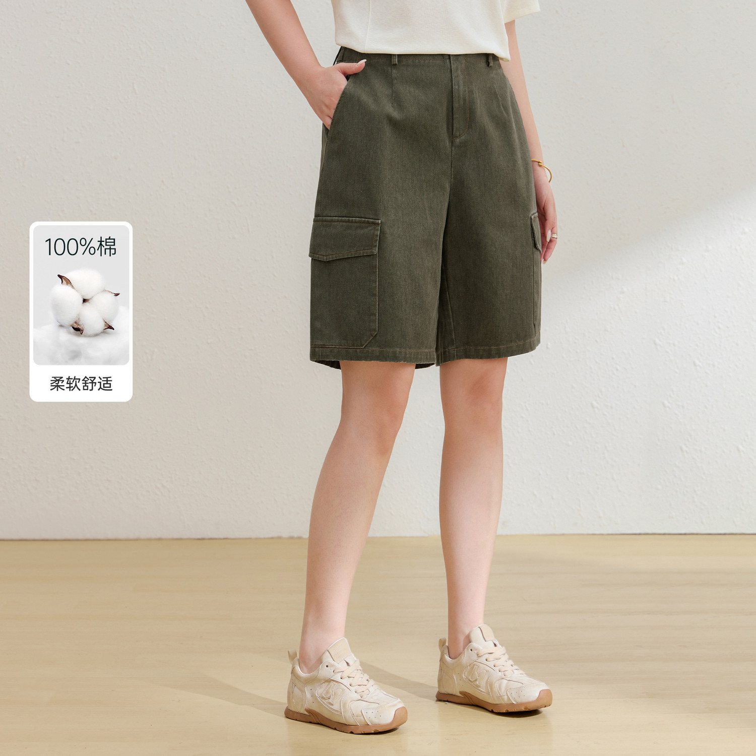 【五分工装裤】纤莉秀大码女装纯棉休闲百搭裤子胖mm2026夏季新款