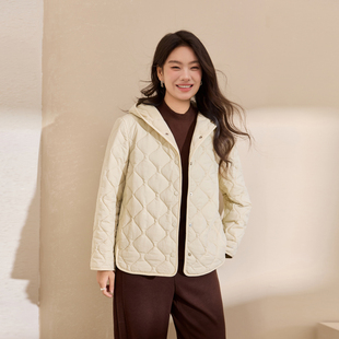 摩洛哥 胖mm2025冬装 菱格短款 女装 新款 宽松连帽棉服纤莉秀大码