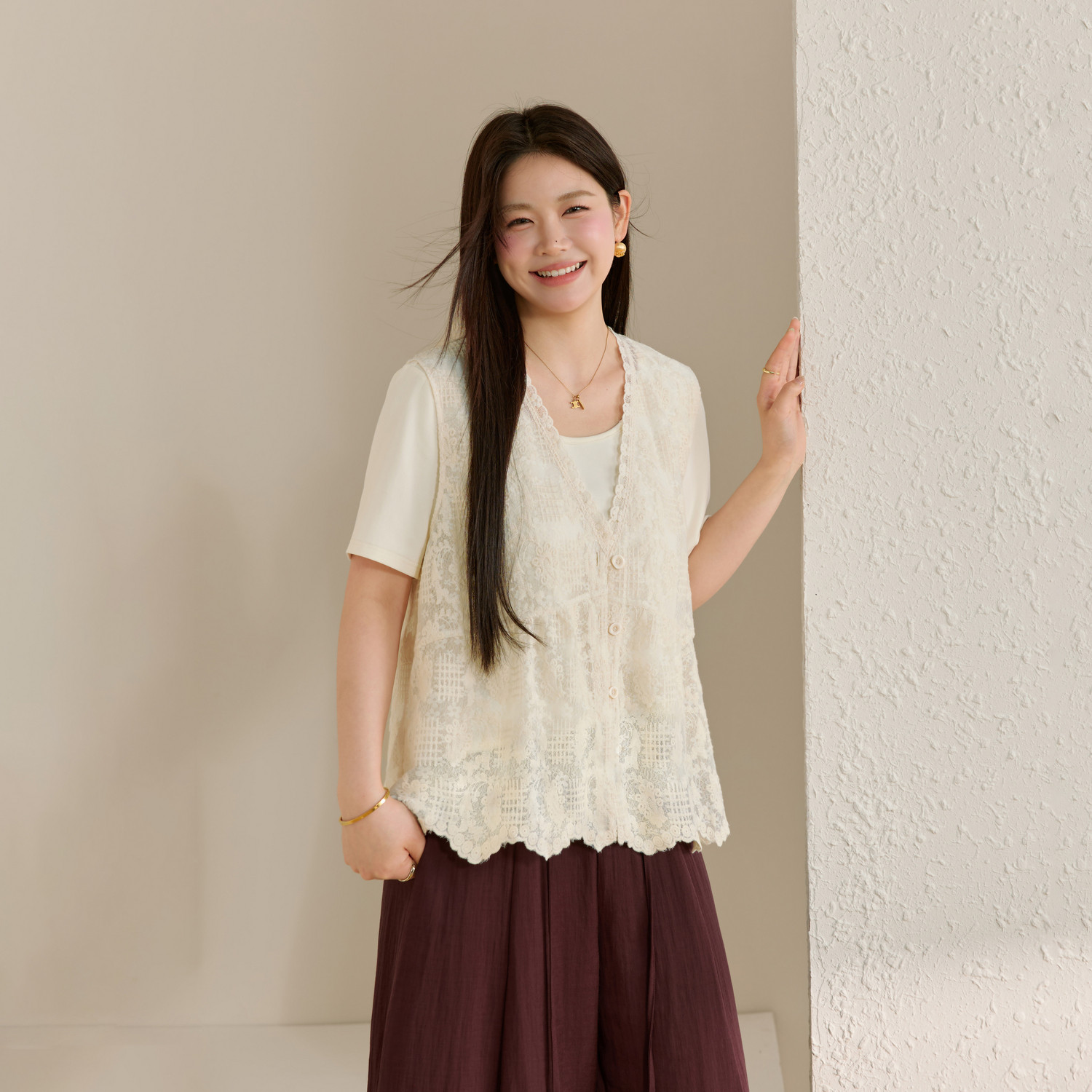 【栀夏】温柔风蕾丝叠穿两件套装纤莉秀大码女装胖mm2026夏季新款