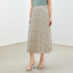 纤莉秀大码女装时尚遮肉显瘦不规则波点百褶半身裙胖mm2024夏新款