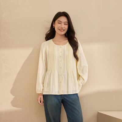 【纯棉亲肤洋气衬衫】纤莉秀大码女装优雅温柔风上衣胖mm秋装新款