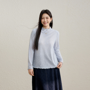 女装 纤莉秀大码 温柔风百搭上衣胖mm2026春新款 郁金香花纹T恤