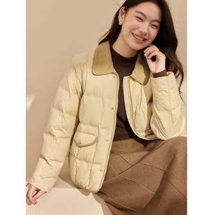 胖mm秋装 女装 韩系翻领百搭保暖羽绒服纤莉秀大码 新款 90%鸭绒