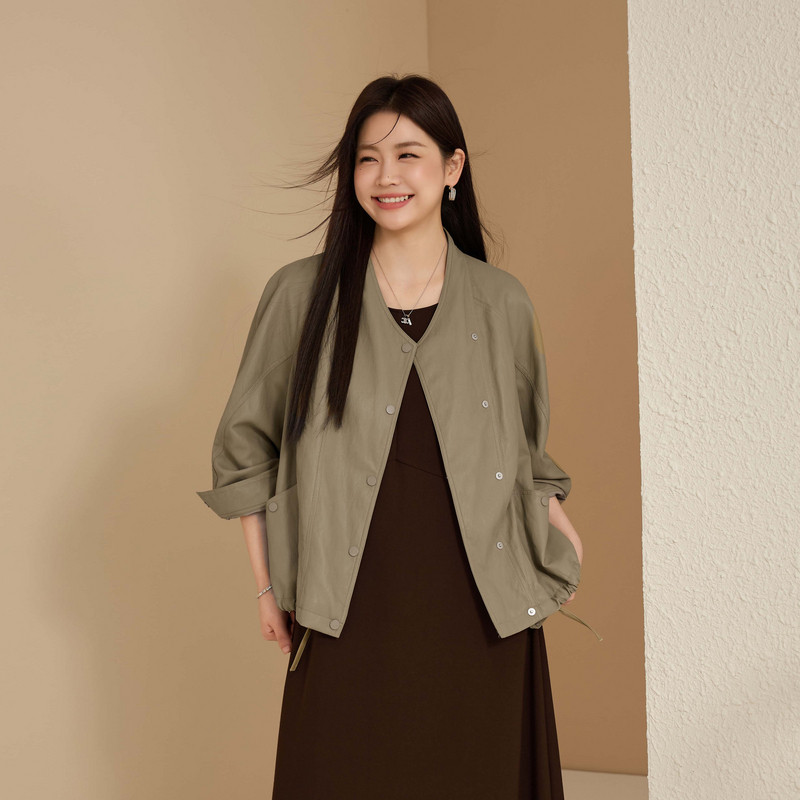 【机车PU皮百搭外套】纤莉秀大码女装设计感洋气夹克衫胖mm秋新款