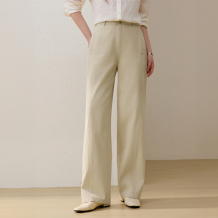 100棉松紧腰直筒裤 子胖mm2026夏装 纤莉秀大码 休闲裤 新款 女装