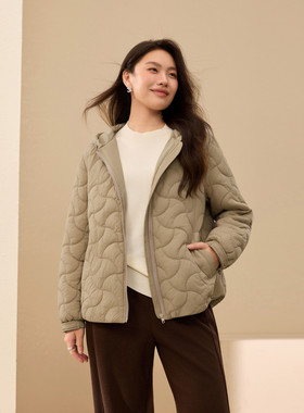 【连帽保暖棉服】纤莉秀大码女装百搭舒适短外套胖mm2025冬装新款