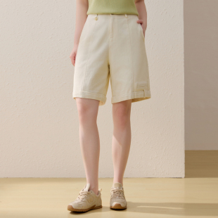 休闲舒适裤 女装 纤莉秀大码 子胖mm2026夏新款 翻折脚口百搭短裤