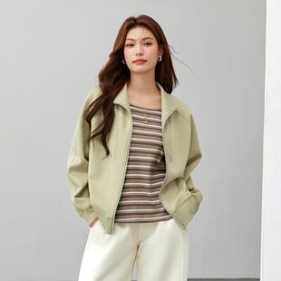 【休闲简约运动风立领百搭外套】纤莉秀大码女装胖mm2025春装新款