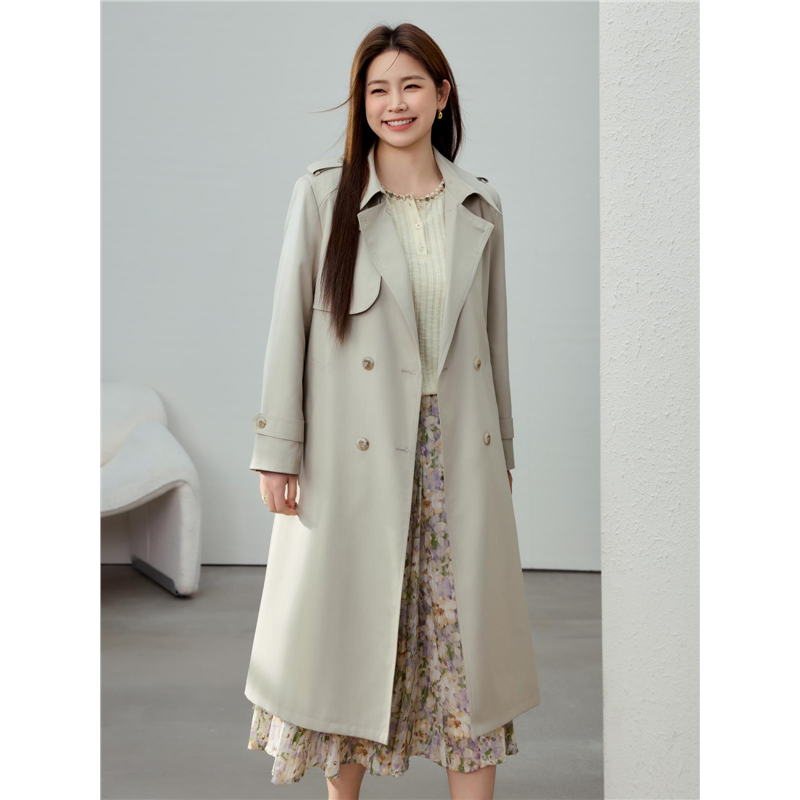 【气质轻职风收腰显瘦通勤风衣】纤莉秀大码女装胖mm2025春装新款
