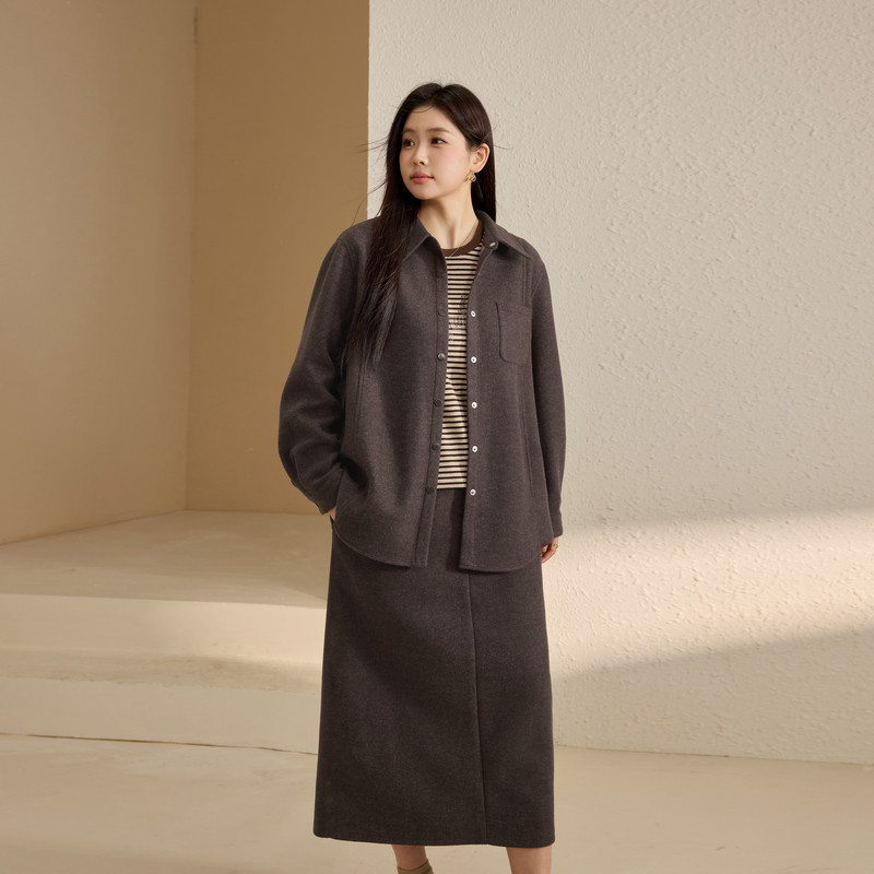 【复古气质套装】纤莉秀大码女装慵懒宽松两件套胖mm2025冬装新款