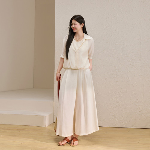 【亚麻套装】慵懒松弛感气质套装纤莉秀大码女装胖mm2026夏新款