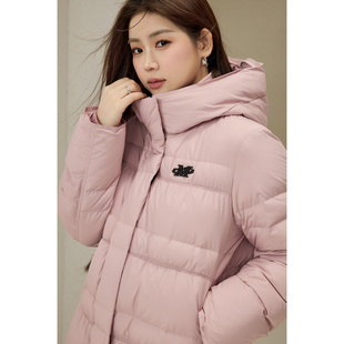 90%鸭绒 女装 纤莉秀大码 新款 百搭保暖短款 羽绒服胖mm2024冬装
