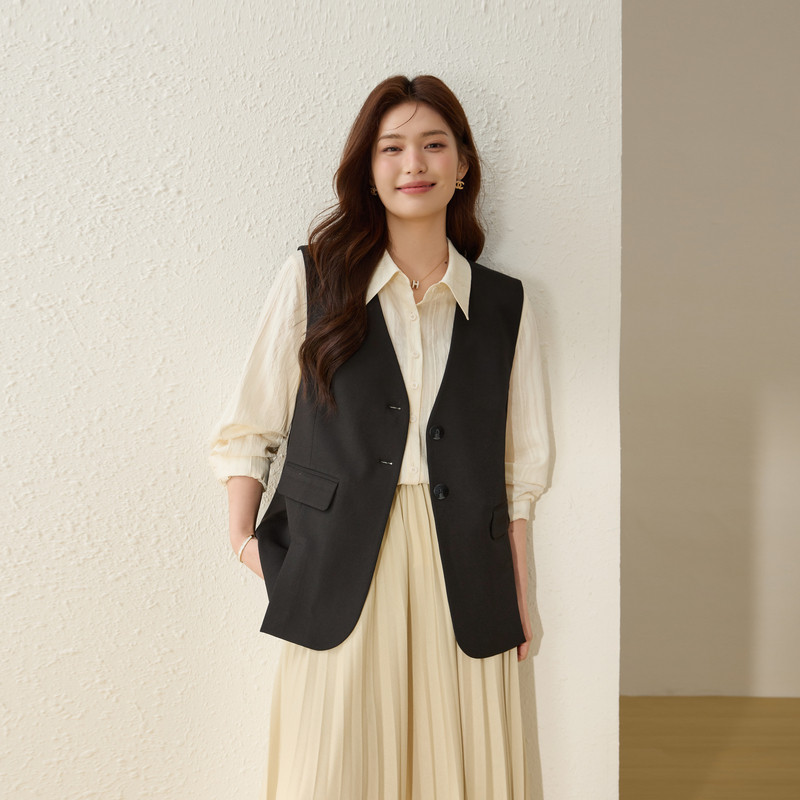 【知性别致开叉百搭马甲】纤莉秀大码女装洋气V领上衣胖mm春新款,女装/女士精品,大码内搭,淘宝优惠券,粉丝福利购,淘宝优惠卷