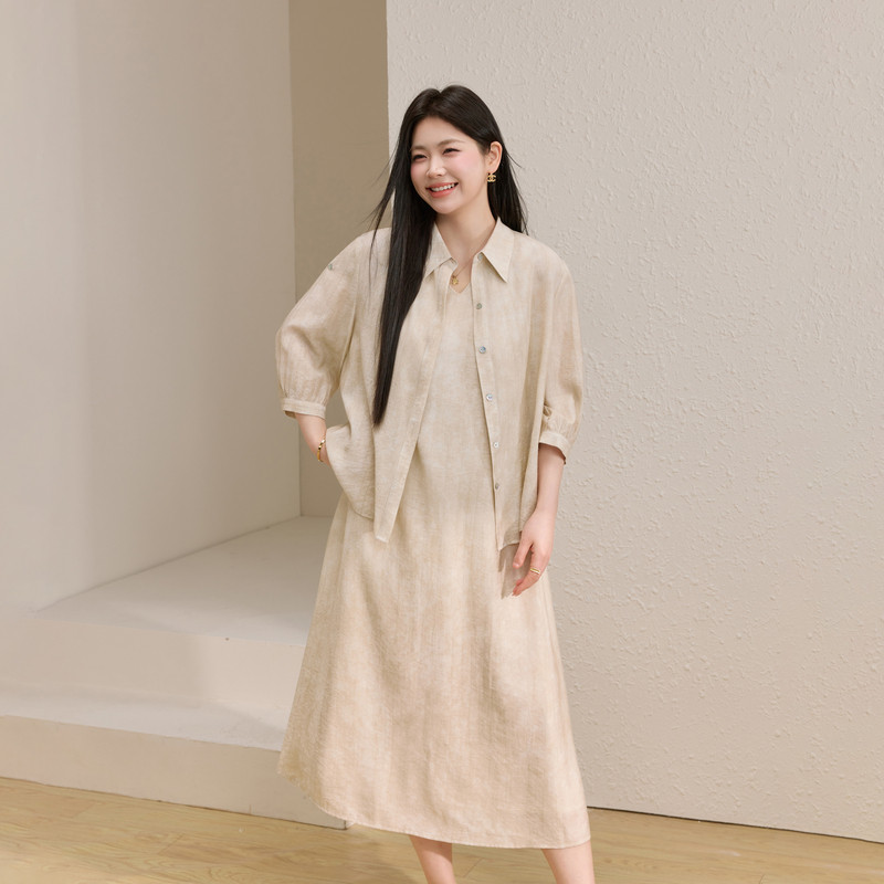 【时髦知性通勤套装】纤莉秀大码女装简约气质两件套衫胖mm夏新款