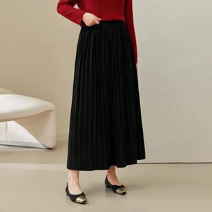 【舒适慵懒风松紧腰百褶半身裙】纤莉秀大码女装胖mm2025春装新款