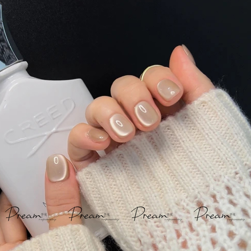 DREAM 香槟色猫眼手工穿戴甲2025新款高级感短款美甲成品指甲贴片