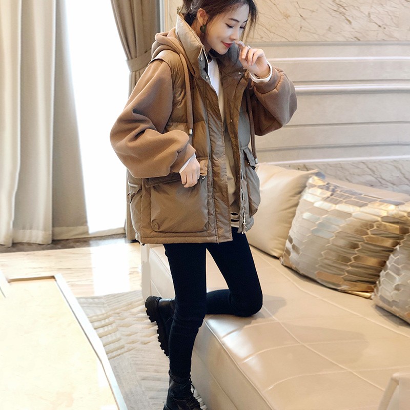欧货连帽棉服女拼接加厚时尚宽松短款外套秋冬装2025新款欧洲站潮