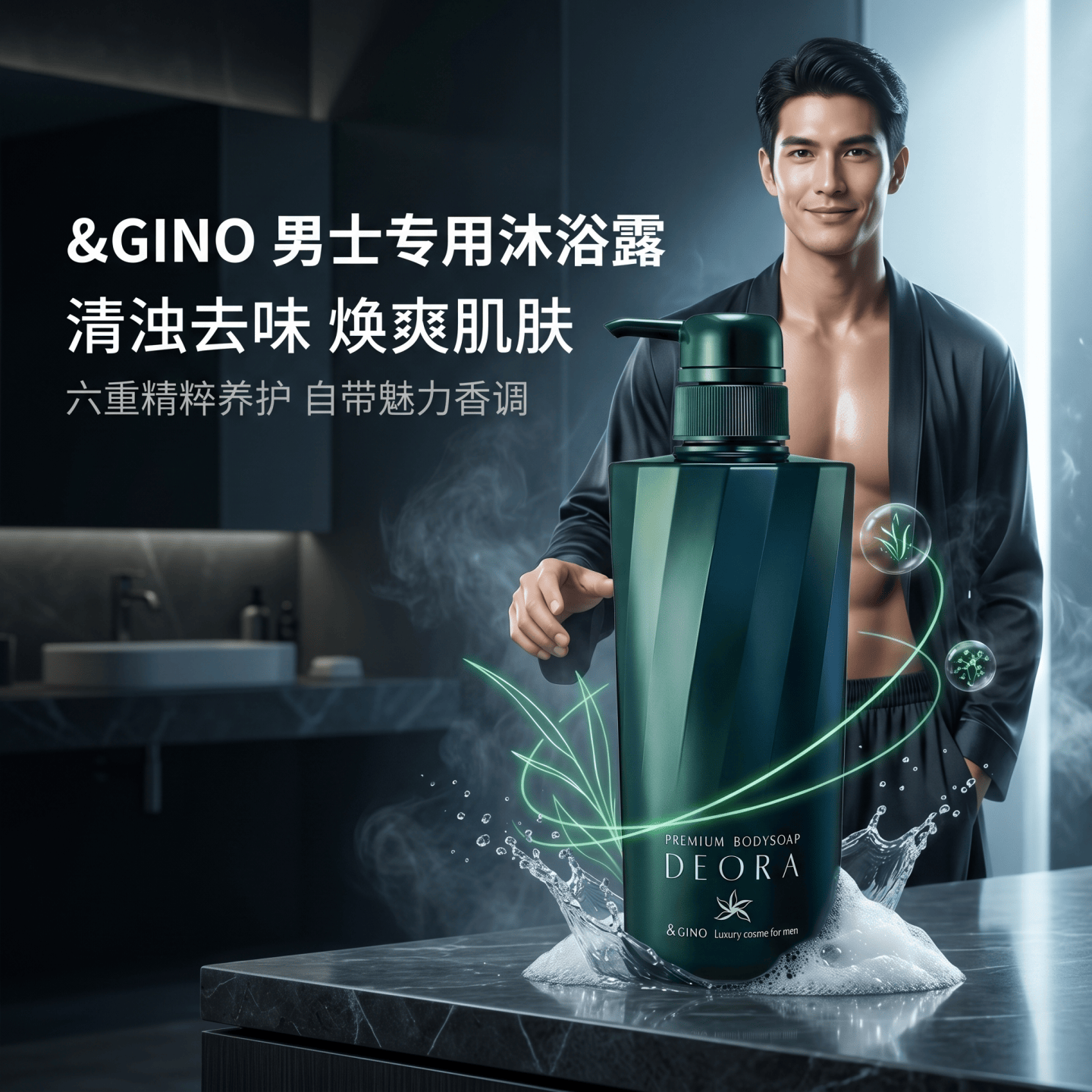 日本代购&GINO男士专用沐浴露液 480ml 净味留香深层清洁养护肌肤