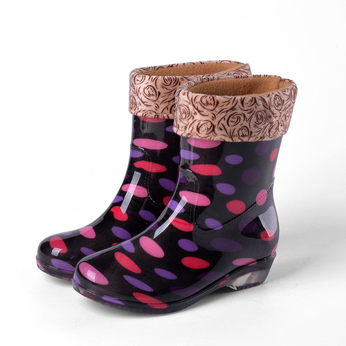 中筒雨靴雨鞋水鞋成人时尚耐磨防水防滑女士保暖软底水靴加绒胶鞋