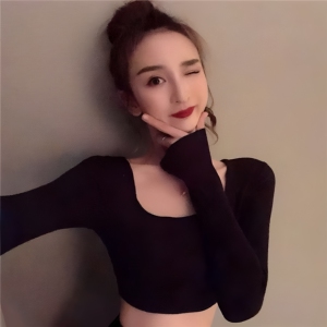 春秋纯棉修身显瘦长袖T恤女