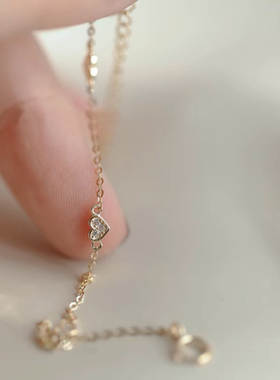 纯银镀14k金女精致轻奢爱心手链