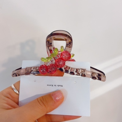 【11cm】樱桃抓夹发夹韩国东大门冰透后脑勺鲨鱼夹中号简约发饰