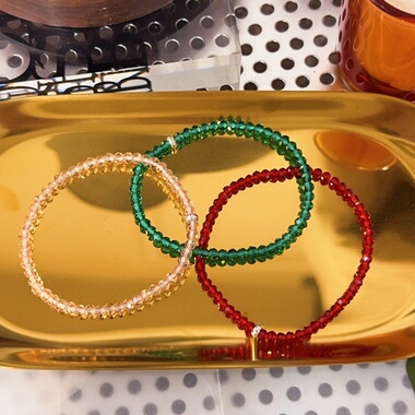 转运采桃花【路路通】粉/绿/红水晶新款手链3mm串珠手链